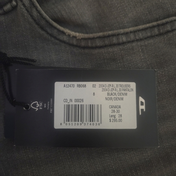 NWT Diesel D-Joy Slim Jeans Black Grey Wash W28 L30 NWT - Picture 12 of 12
